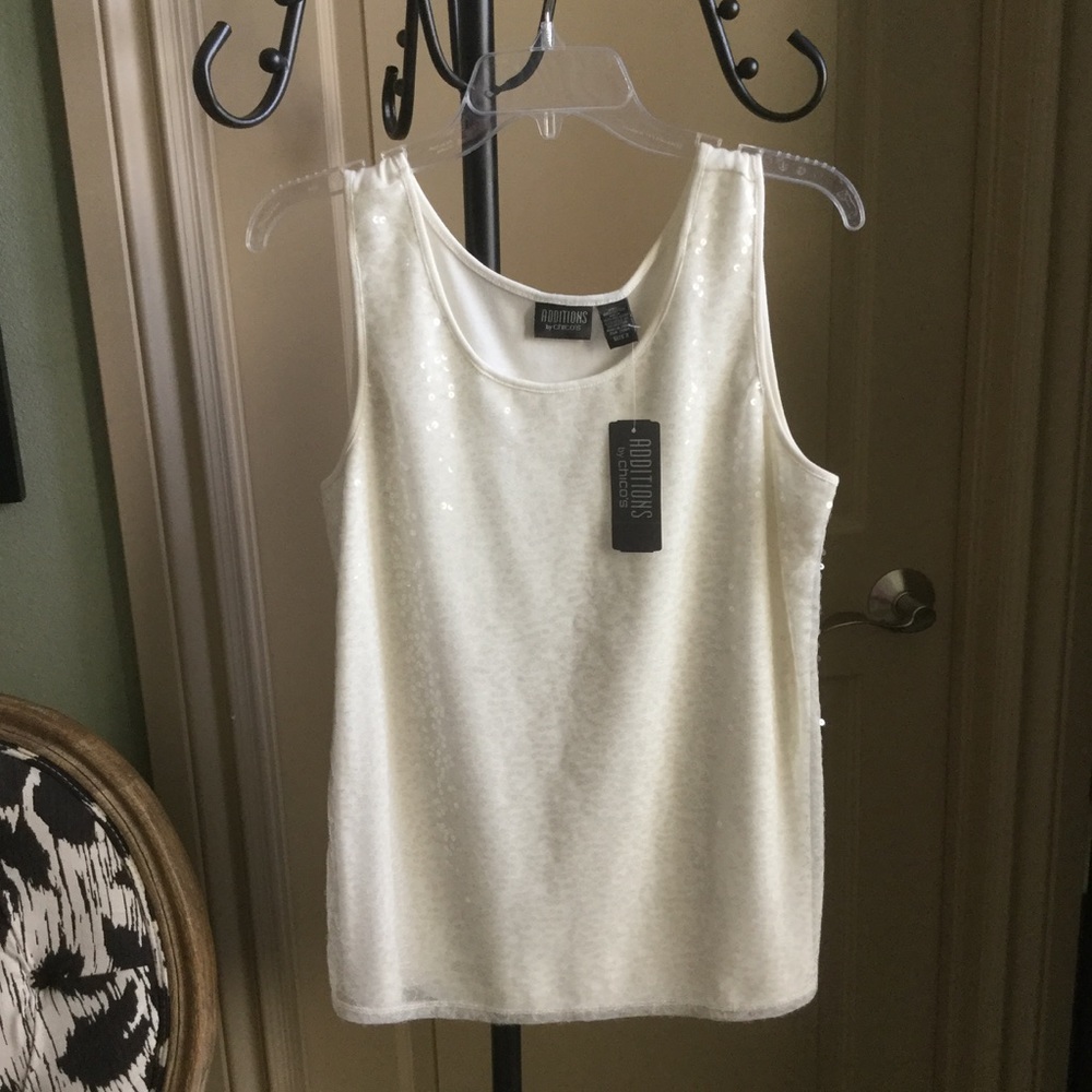 Chico's sequined tank ivory size L